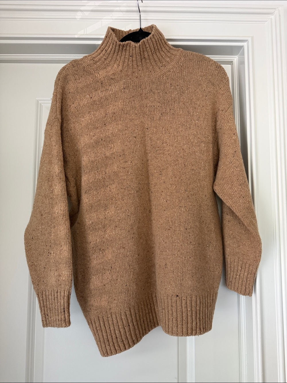 Zara Ribbed Funnel Neck Sweater - Camel